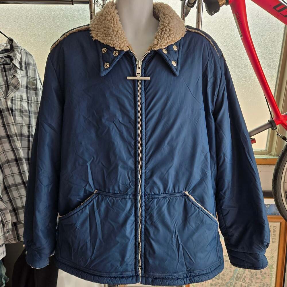 Mighty Mac Jacket Sherpa Collar Navy Blue Vintage